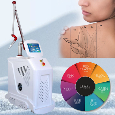 4 lunghezze d'onda Nd YAG Q Switch Laser Machine Rimozione del tatuaggio Stile stazionario